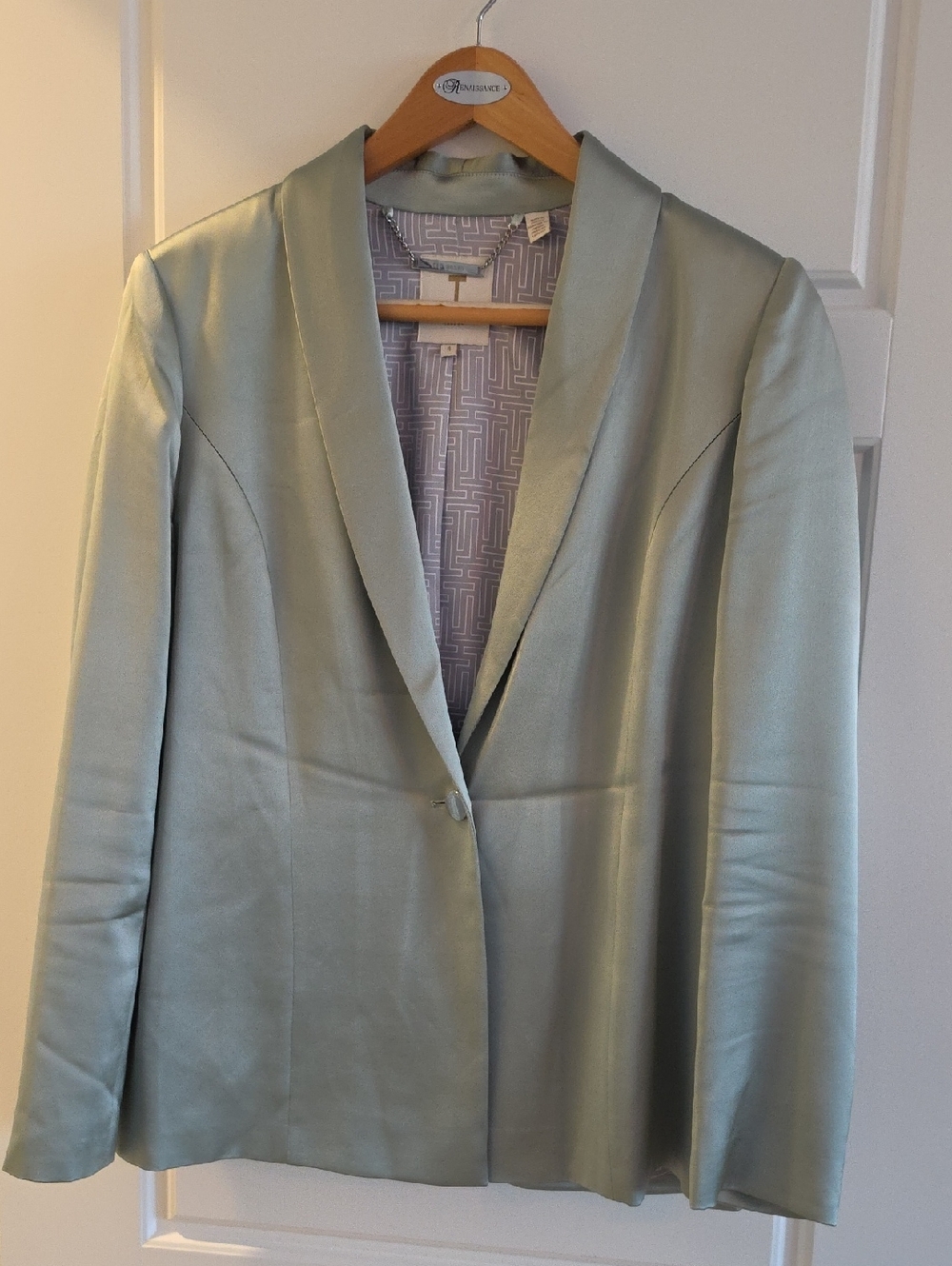 Ted Baker Mint Green Satin Blazer with Geometric Lining